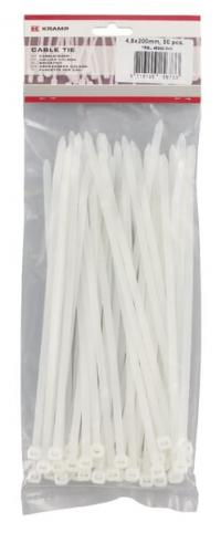 Colier autoblocant pentru cabluri, 4,8x200mm, alb, 100buc TRB48200WHI