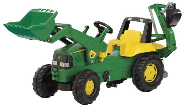 Buldoexcavator cu roți și pedale John Deere, RollyJunior R81107