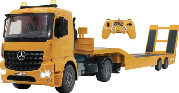 Camion Mercedes Acros cu remorcă platformă joasă și telecomandă JA405107