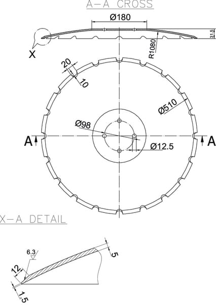 Taler disc crestat 510x5,0mm RA132406N