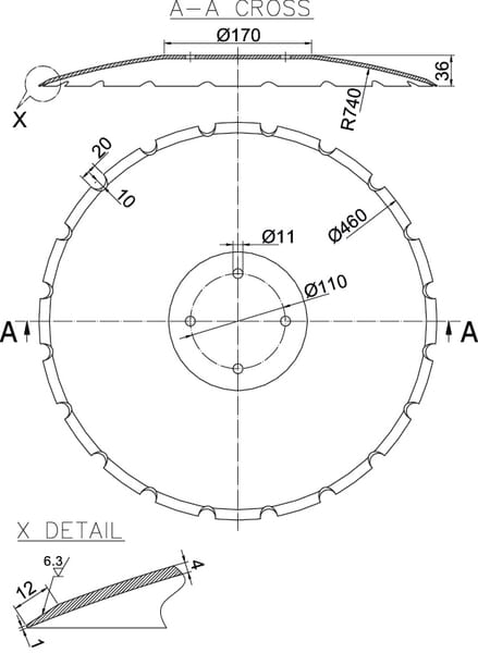 Taler disc crestat 460x4,0mm XL035N