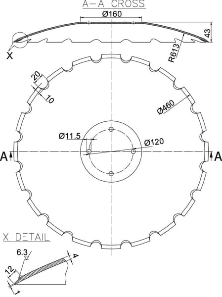 Taler disc crestat 460×4,0mm XL044N