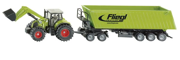 Tractor Claas Axion 850 cu șasiu mic rulant și remorcă Fliegl S01949