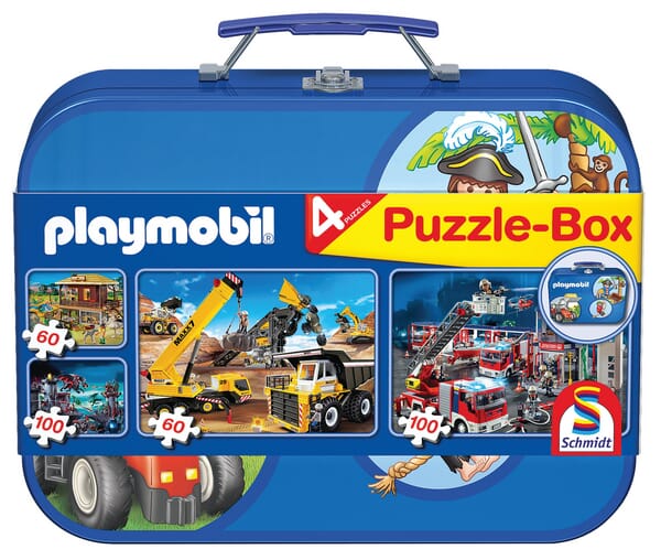 Set 4 puzzle tematice în cutie metalică SH55599