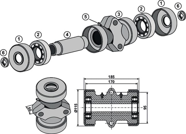 Lagăr 25x25mm complet 1710000125