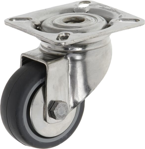 Roată pivotantă cu rolă cauciuc diametru 50x19mm fiting oțel inoxidabil 60x60mm sarcină 50kg Tente 7470PJH050P40