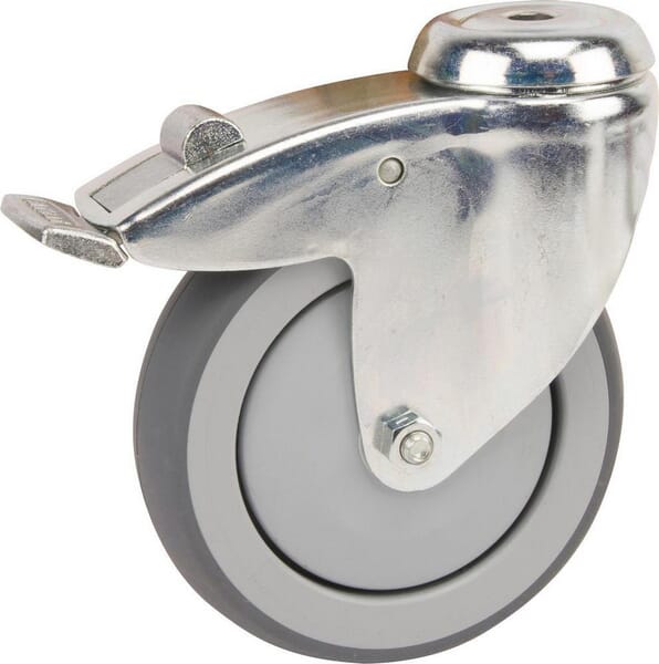 Rolă pivotantă diametru 50x19mm cu frână 1 orificiu șurub sarcină 40kg Tente 2475PJP050P3011