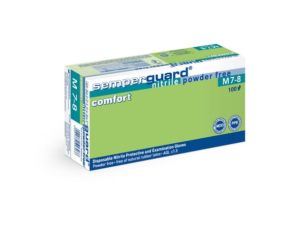 Mănuși de unică folosință albastre cauciuc nitril 24cm 10/XL Comfort Semperguard 3000004109