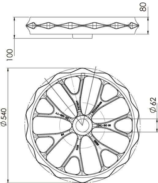 Capăt inel tăvălug 55cm 15787